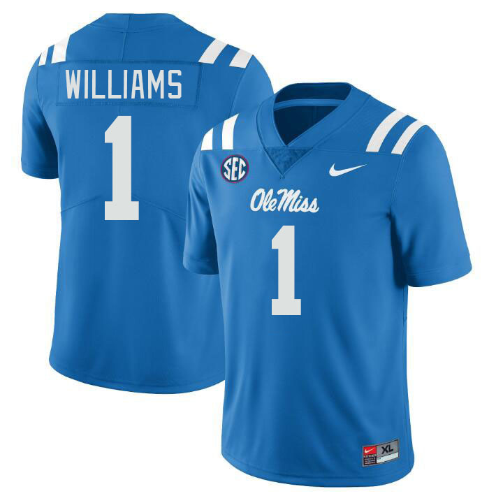 Ole Miss Rebels #1 Ayden Williams College Football Jerseys Stitched Sale-Power Blue